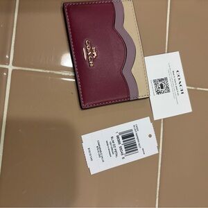 Coach Women's Burgundy and Cream Card Holder